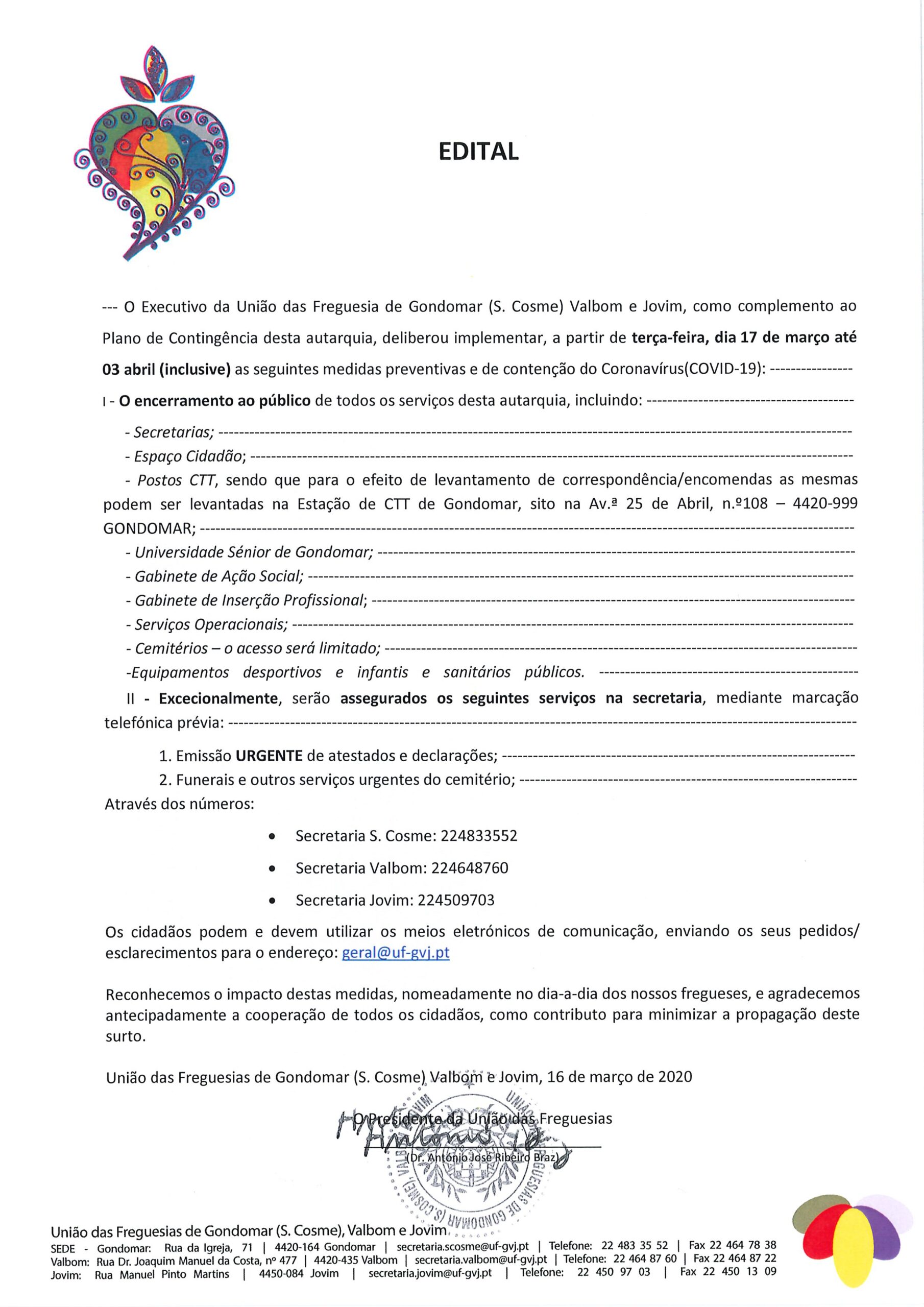 Edital Encerramento dos Servios 1